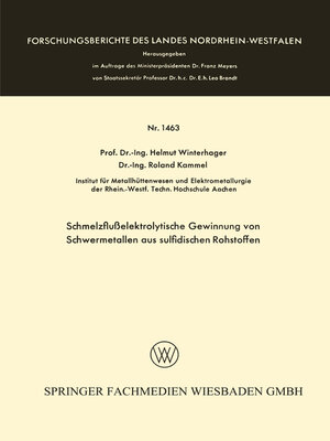 cover image of Schmelzflußelektrolytische Gewinnung von Schwermetallen aus sulfidischen Rohstoffen